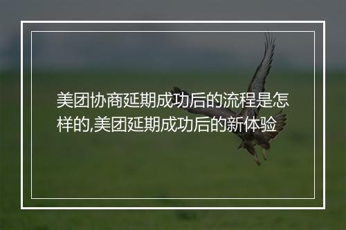 美团协商延期成功后的流程是怎样的,美团延期成功后的新体验