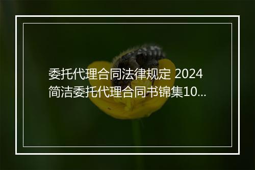 委托代理合同法律规定 2024简洁委托代理合同书锦集10篇