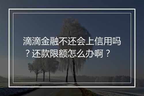 滴滴金融不还会上信用吗？还款限额怎么办啊？