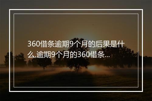 360借条逾期9个月的后果是什么,逾期9个月的360借条如何处理