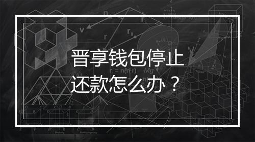 晋享钱包停止还款怎么办？