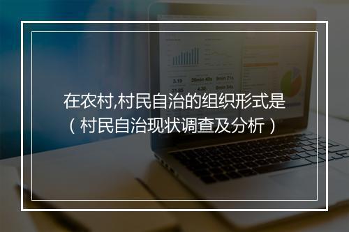 在农村,村民自治的组织形式是（村民自治现状调查及分析）