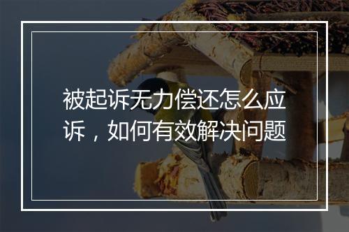 被起诉无力偿还怎么应诉，如何有效解决问题