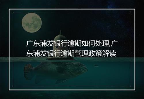 广东浦发银行逾期如何处理,广东浦发银行逾期管理政策解读