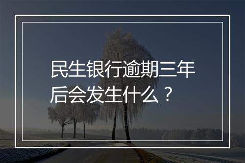 民生银行逾期三年后会发生什么？