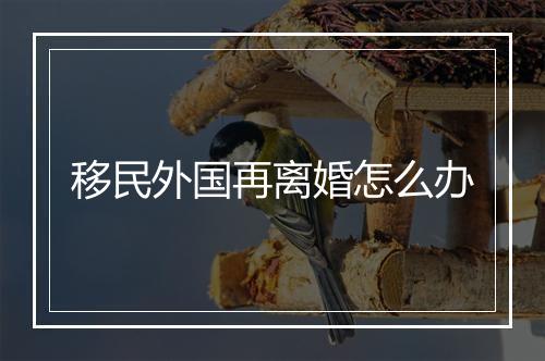 移民外国再离婚怎么办