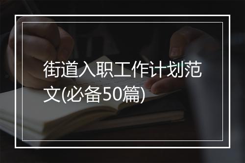 街道入职工作计划范文(必备50篇)