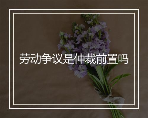 劳动争议是仲裁前置吗