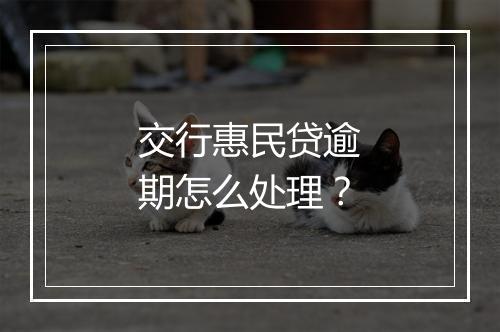 交行惠民贷逾期怎么处理？