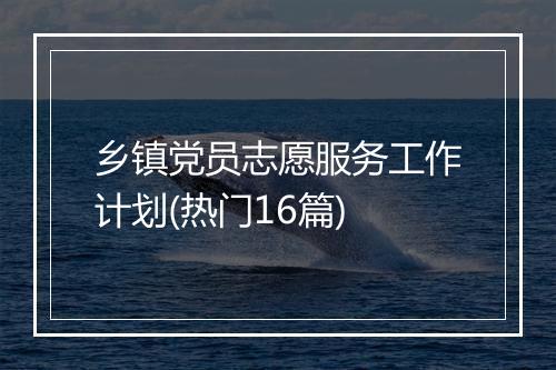 乡镇党员志愿服务工作计划(热门16篇)