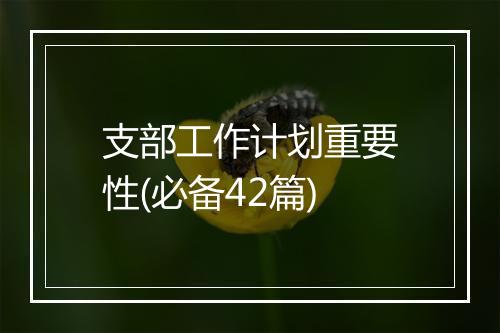 支部工作计划重要性(必备42篇)