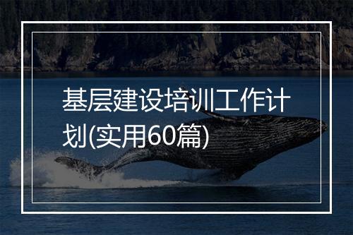 基层建设培训工作计划(实用60篇)
