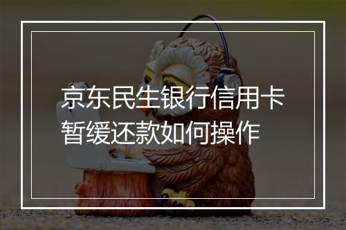 京东民生银行信用卡暂缓还款如何操作