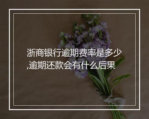 浙商银行逾期费率是多少,逾期还款会有什么后果