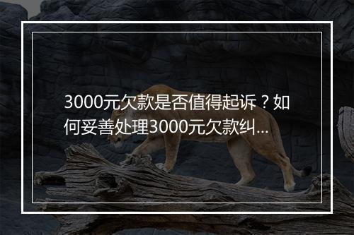 3000元欠款是否值得起诉？如何妥善处理3000元欠款纠纷？