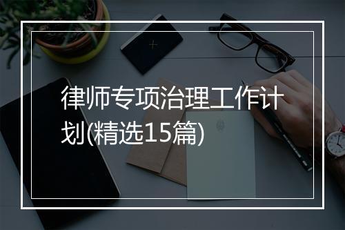 律师专项治理工作计划(精选15篇)