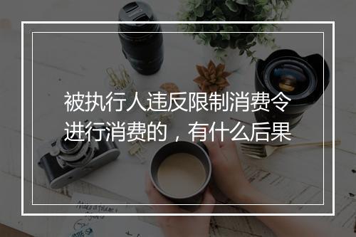 被执行人违反限制消费令进行消费的，有什么后果