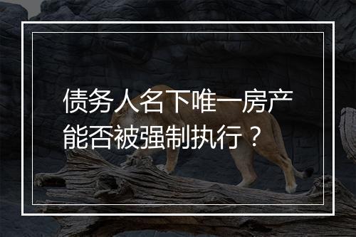 债务人名下唯一房产能否被强制执行？