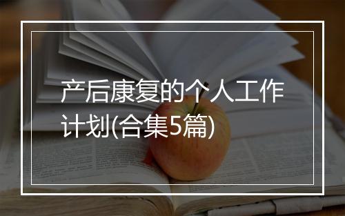 产后康复的个人工作计划(合集5篇)