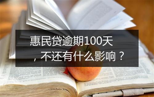 惠民贷逾期100天，不还有什么影响？