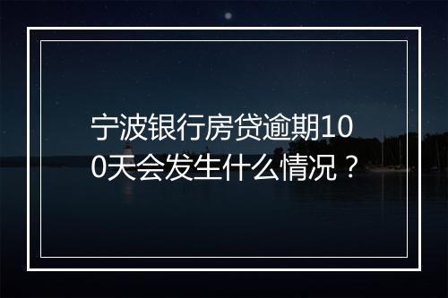 宁波银行房贷逾期100天会发生什么情况？