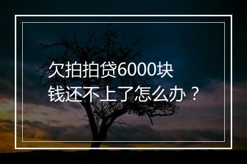欠拍拍贷6000块钱还不上了怎么办？