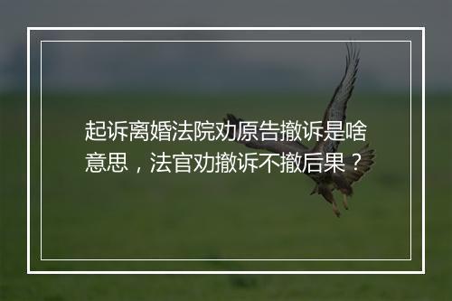 起诉离婚法院劝原告撤诉是啥意思，法官劝撤诉不撤后果？
