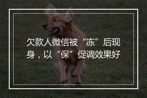 欠款人微信被“冻”后现身，以“保”促调效果好
