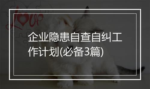 企业隐患自查自纠工作计划(必备3篇)