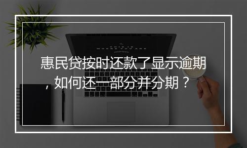 惠民贷按时还款了显示逾期，如何还一部分并分期？