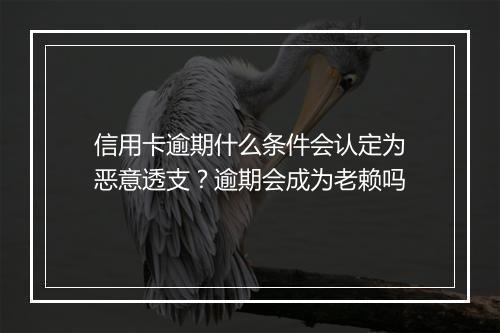 信用卡逾期什么条件会认定为恶意透支？逾期会成为老赖吗