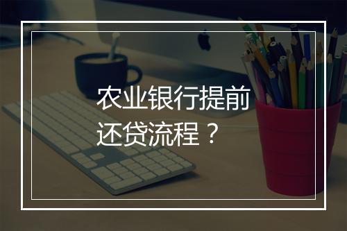 农业银行提前还贷流程？