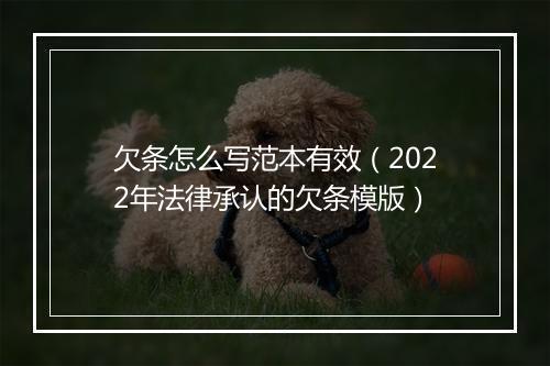 欠条怎么写范本有效（2022年法律承认的欠条模版）