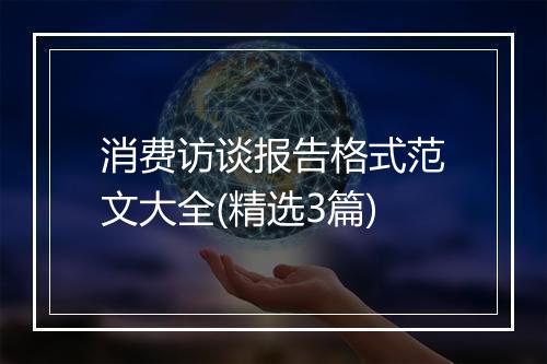 消费访谈报告格式范文大全(精选3篇)