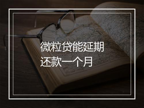 微粒贷能延期还款一个月