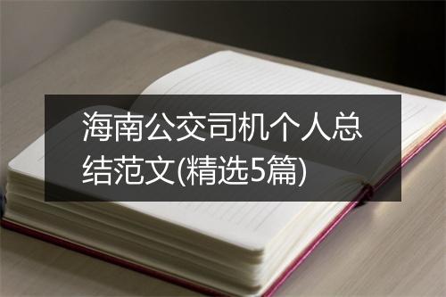 海南公交司机个人总结范文(精选5篇)