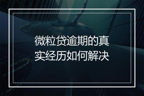 微粒贷逾期的真实经历如何解决
