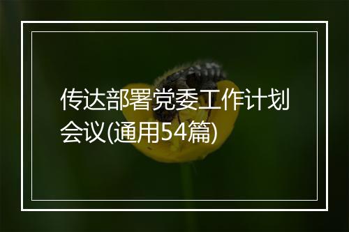 传达部署党委工作计划会议(通用54篇)