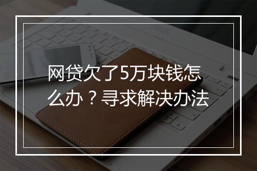 网贷欠了5万块钱怎么办？寻求解决办法