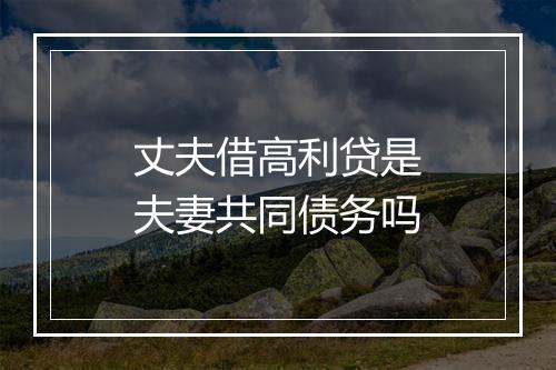 丈夫借高利贷是夫妻共同债务吗