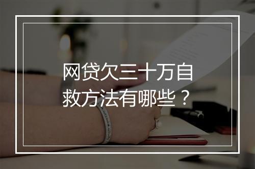 网贷欠三十万自救方法有哪些？