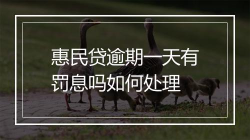 惠民贷逾期一天有罚息吗如何处理