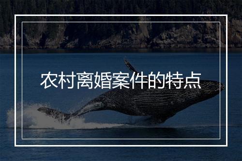 农村离婚案件的特点
