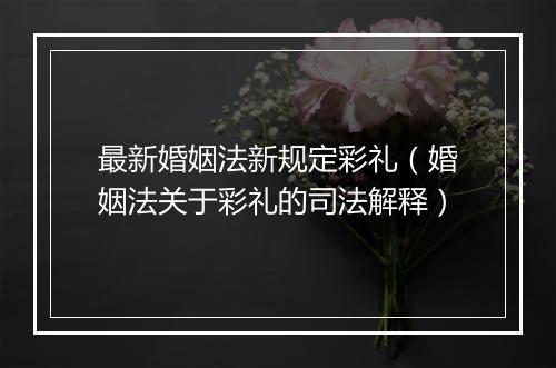 最新婚姻法新规定彩礼（婚姻法关于彩礼的司法解释）