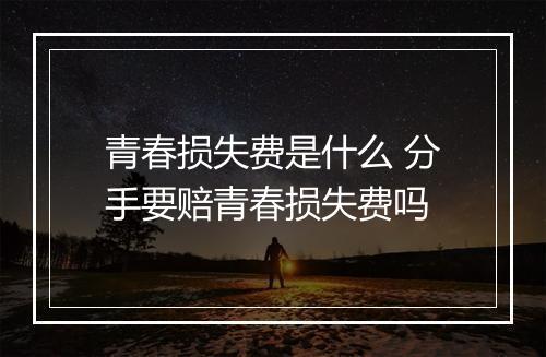 青春损失费是什么 分手要赔青春损失费吗