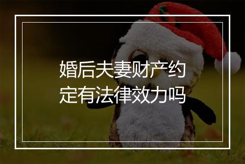 婚后夫妻财产约定有法律效力吗