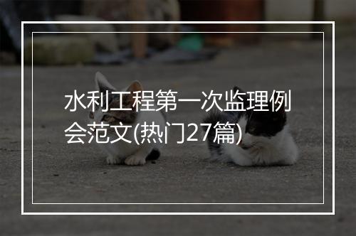 水利工程第一次监理例会范文(热门27篇)