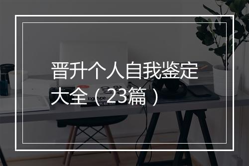 晋升个人自我鉴定大全（23篇）