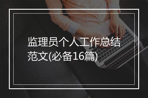 监理员个人工作总结范文(必备16篇)
