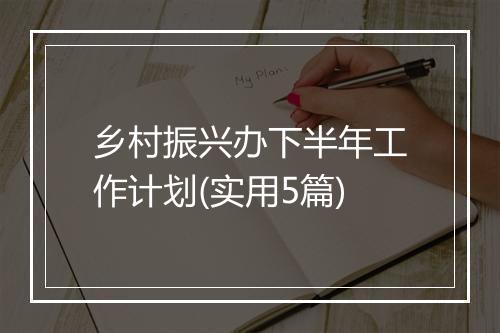 乡村振兴办下半年工作计划(实用5篇)